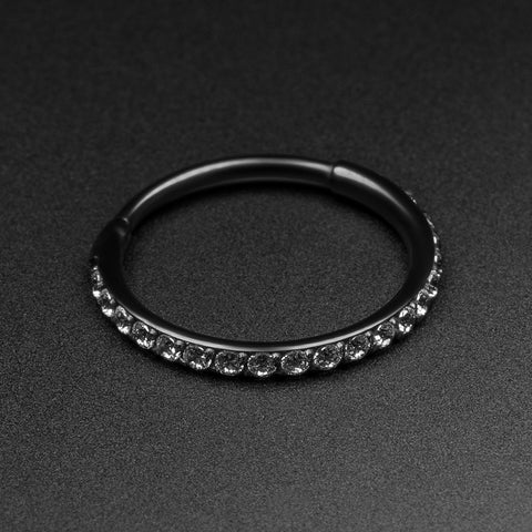 Bejewelled Black PVD Titanium Hinged Segment Ring