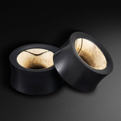 Black Areng Wood Double Flare Concave Tunnel With Tamarind Wood Inlay