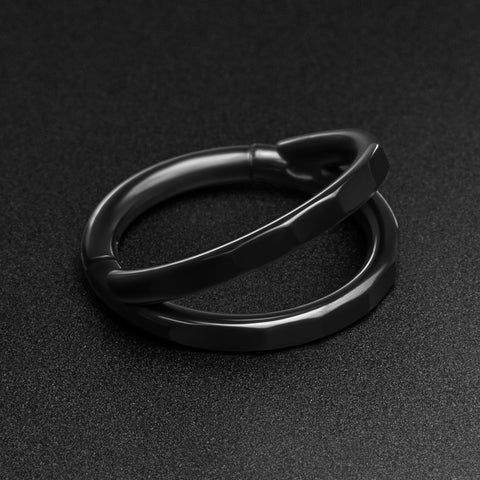 Double Faceted Hoop Black PVD Titanium Hinged Segment Ring