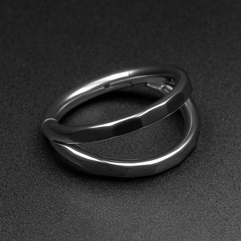 Double Faceted Hoop Titanium Hinged Segment Ring