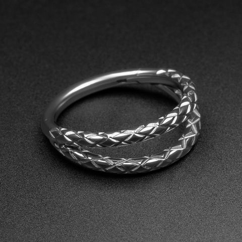 Double Snake Skin Titanium Hinged Segment Ring