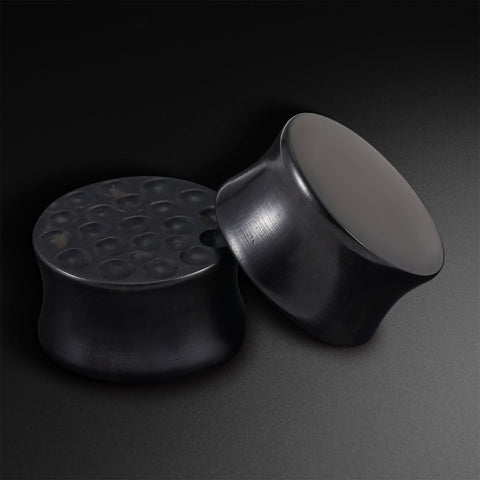 Hammered Black Areng Wood Double Flare Plug