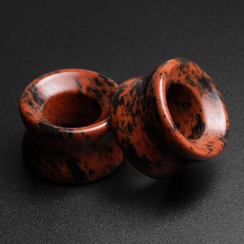 Mahogany Obsidian Double Flare Concave Stone Tunnel