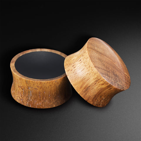 Olive Wood Double Flare Concave Plug With Black Areng Wood Inlay