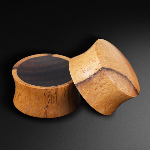 Olive Wood Double Flare Concave Plug With Sono Wood Inlay