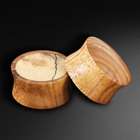 Olive Wood Double Flare Concave Plug With Tamarind Wood Inlay