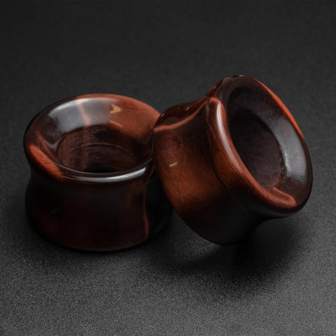 Red Tiger's Eye Double Flare Concave Stone Tunnel