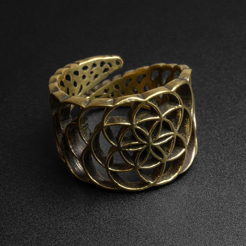 Seed Of Life Brass Ring