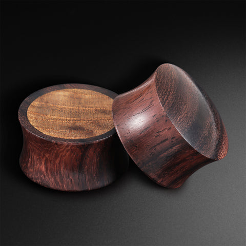 Sono Wood Double Flare Concave Plug With Olive Wood Inlay