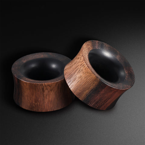 Sono Wood Double Flare Concave Tunnel With Black Areng Wood Inlay