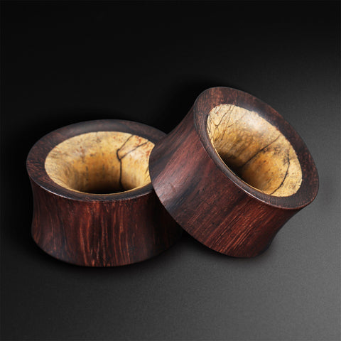 Sono Wood Double Flare Concave Tunnel With Tamarind Wood Inlay