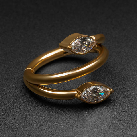 Vine Double Marquise Gold PVD Titanium Hinged Segment Ring