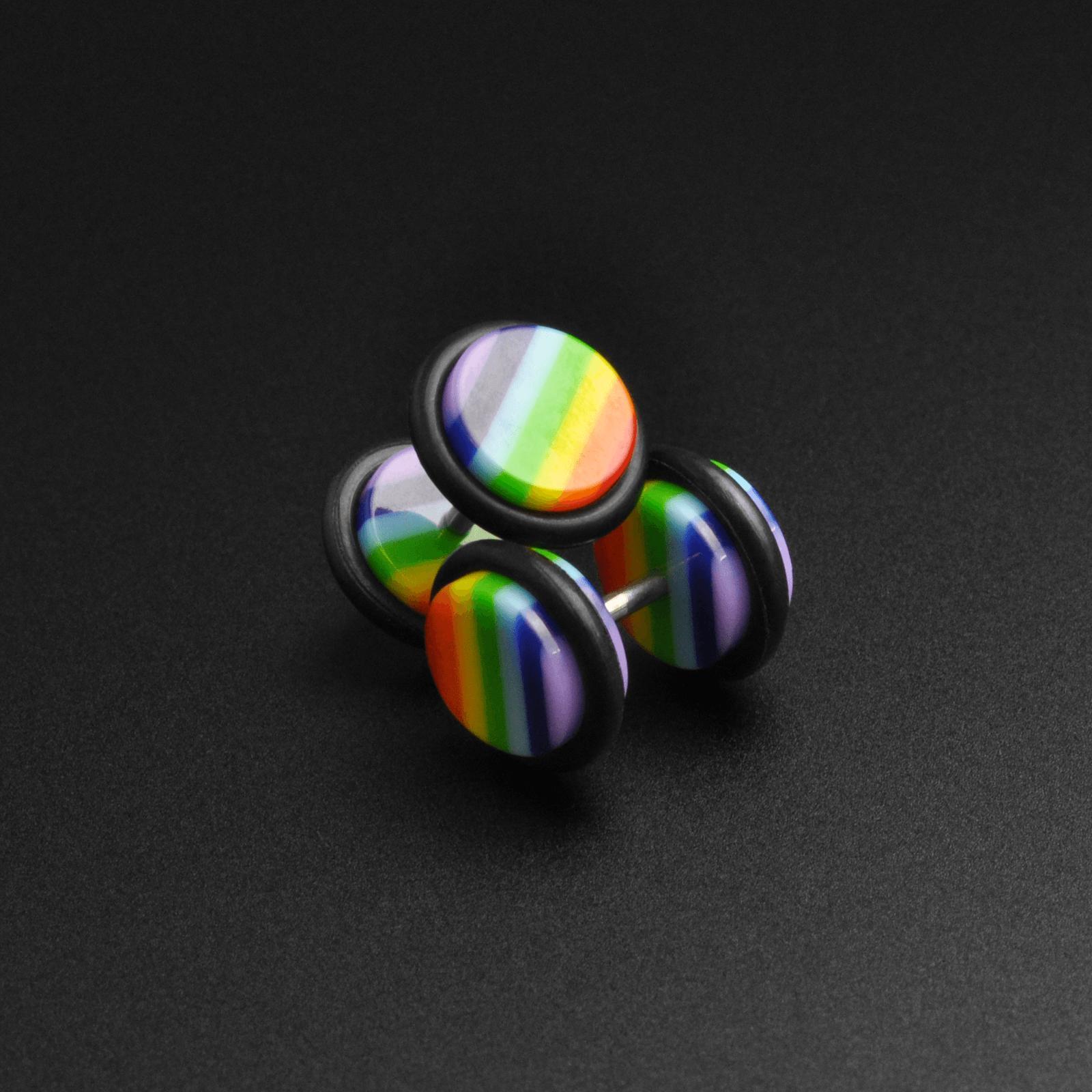 Gay Pride Rainbow Acrylic Fake Gauge Plug | Stretch It Body Jewellery